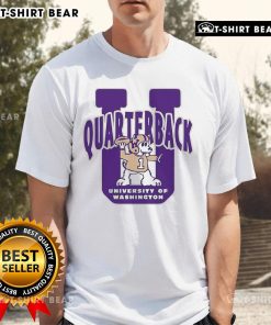 Alt Text: Original Washington Huskies Quarterback U mascot t-shirt featuring vibrant colors and a bold school logo design.