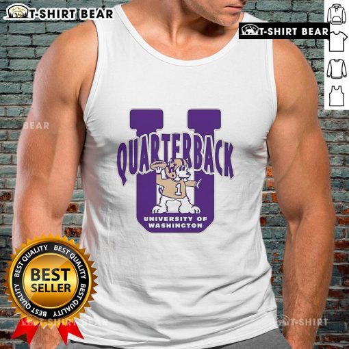 Original Washington Huskies quarterback U mascot tank top featuring vibrant team colors and logo for fans and athletes.