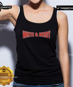 Original Weird Al Yankovic White Nerdy Tank Top featuring classic design and humorous pop culture reference.