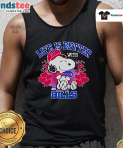 Alt Text: Cute Snoopy tank top with 'Life Is Better With Bills' slogan, perfect for casual wear and Peanuts fans.