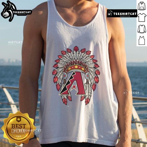 Premium Arizona Diamondbacks Native American logo tank top showcasing vibrant team colors and unique design.