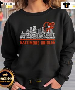 Premium Baltimore Orioles 2025 Skyline Sweatshirt featuring the iconic city skyline and team logo in vibrant colors.