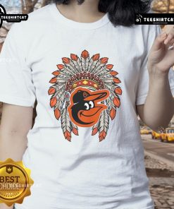 Premium Baltimore Orioles Native American logo ladies tee showcasing stylish design for fans of MLB apparel.