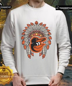 Premium Baltimore Orioles Native American logo sweatshirt, featuring vibrant colors and a stylish design for fans.