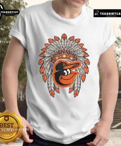 Premium Baltimore Orioles Native American logo t-shirt featuring vibrant colors and unique design for baseball fans.