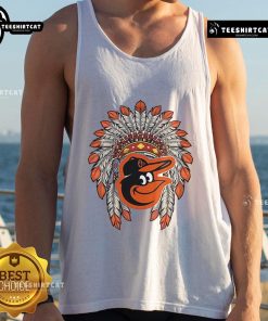 Premium Baltimore Orioles Native American Logo Tank Top showcasing vibrant colors and unique design for fans.