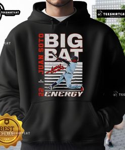 Alt Text: Premium Big Bat Energy Juan Soto New York Baseball MLBPA Hoodie featuring vibrant design and comfortable fit.