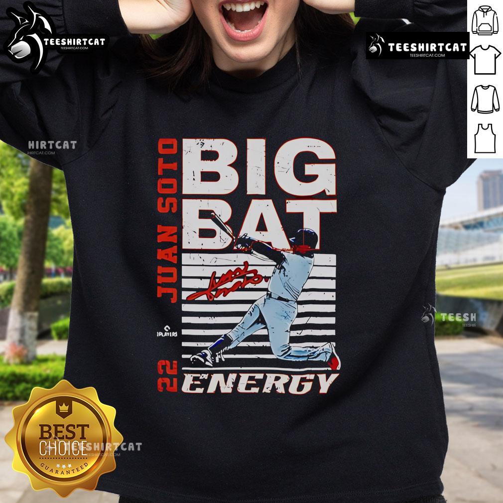 Premium Big Bat Energy Juan Soto New York Baseball Mlbpa Sweatshirt Alt Text: Premium Big Bat Energy Juan Soto New York Baseball MLBPA sweatshirt in navy blue, perfect for fans and players.
