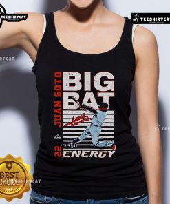 Juan Soto Premium Big Bat Energy tank top for New York baseball fans, featuring MLBPA logo and vibrant design.