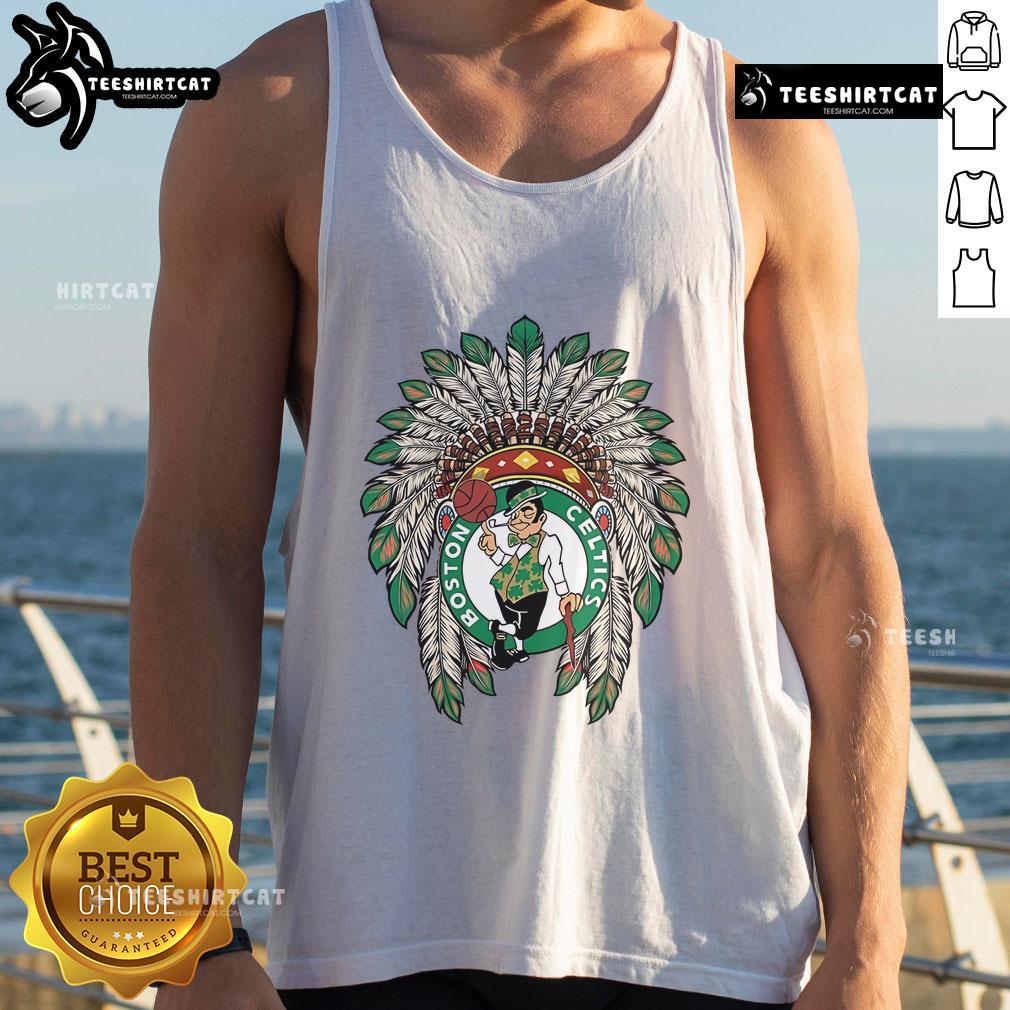 Premium Boston Celtics Native American Logo Tank Top Premium Boston Celtics Native American logo tank top featuring vibrant colors and a stylish design for fans.