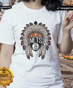 Premium Brooklyn Nets Native American logo ladies tee featuring a stylish design for fans and fashion lovers.