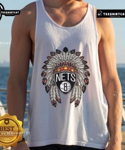 Premium Brooklyn Nets Native American logo tank top featuring a stylish design for sports fans.