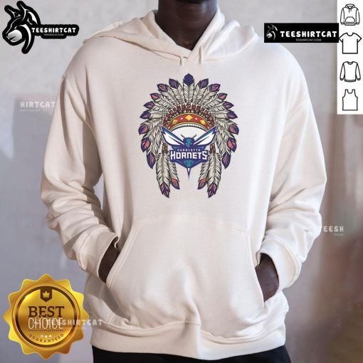 Premium Charlotte Hornets Native American logo hoodie featuring vibrant colors and stylish design for fans.