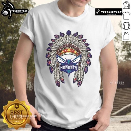 Premium Charlotte Hornets Native American Logo T-Shirt featuring vibrant colors and unique design for fans and collectors.