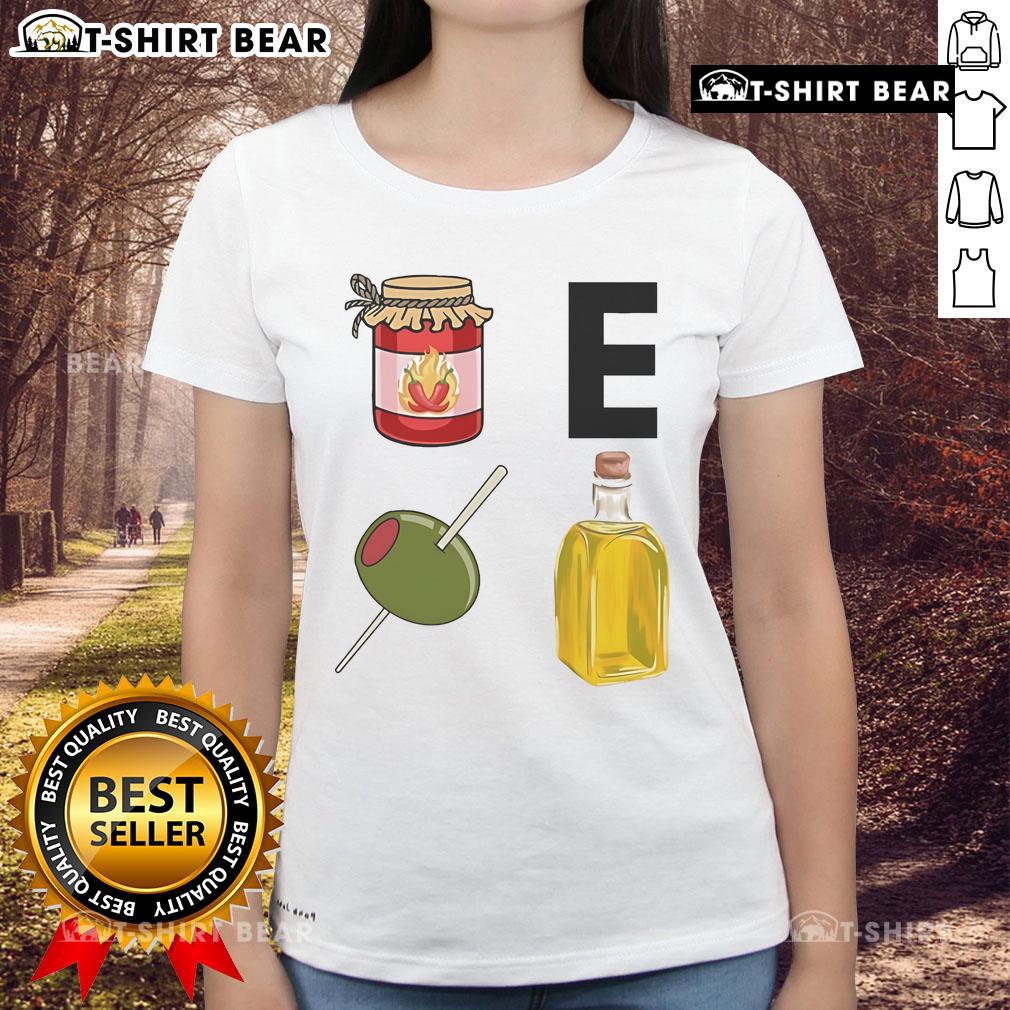 Premium Chef Brian Tsao Jam E Olive Oil Ladies Tee Alt Text: Premium Chef Brian Tsao wearing Jam E Olive Oil Ladies Tee, showcasing culinary style and passion for gourmet cooking.