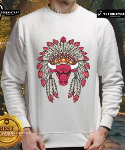 Premium Chicago Bulls Native American Logo Sweatshirt featuring vibrant graphics and a comfortable fit for fans.