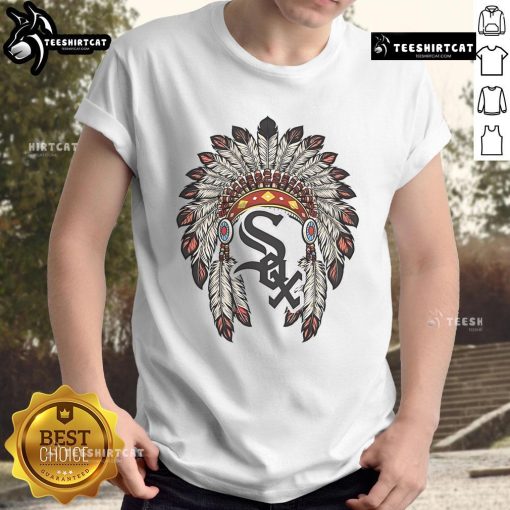 Premium Chicago White Sox Native American logo T-shirt featuring a unique design, perfect for fans and collectors.
