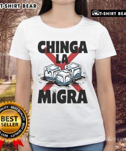 Alt Text: Premium Chinga La Migra Anti Ice Protest Ladies Tee showcasing a bold design supporting immigration rights and activism.