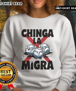 Premium Chinga La Migra Anti-Ice Protest Sweatshirt in black, showcasing bold graphic design for activist wear.