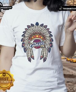 Premium Cleveland Cavaliers Native American logo ladies tee, featuring vibrant colors and stylish design for fans.