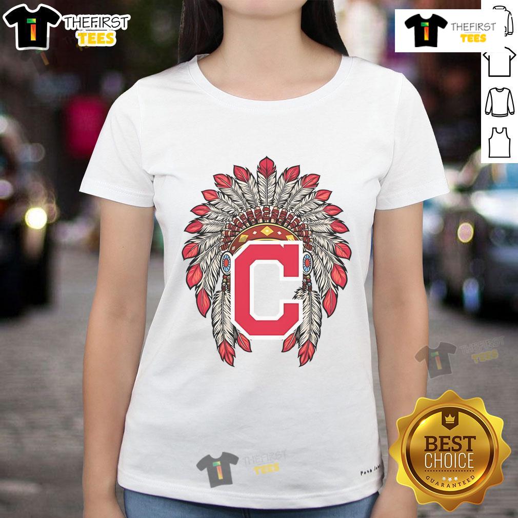 Premium Cleveland Guardians Native American Logo Ladies Tee Premium Cleveland Guardians Native American logo ladies tee featuring vibrant colors and a stylish design for fans.