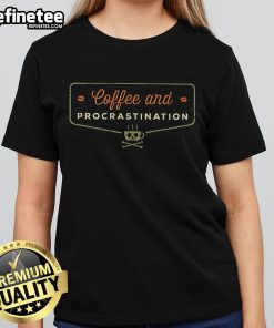Vintage ladies tee featuring 'Premium Coffee Procrastination' design, perfect for coffee lovers and casual wear enthusiasts.