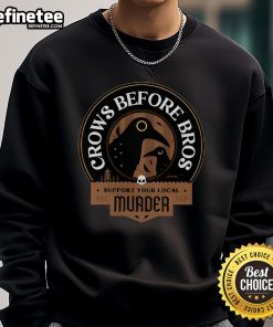 Premium Crows Before Bros sweatshirt promoting local support with a stylish design featuring a crow graphic.