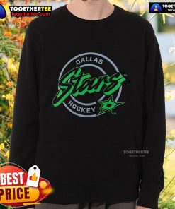 Alt Text: Premium Dallas Stars Hockey colorblock sweatshirt featuring the iconic puck logo, perfect for fans and casual wear.