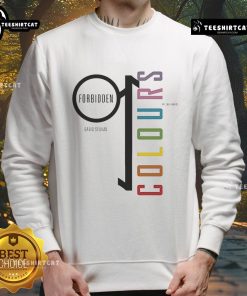 Alt Text: Premium David Sylvian Forbidden Colours sweatshirt featuring a vibrant rainbow design, celebrating love and pride.