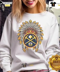 Premium Denver Nuggets Native American logo sweatshirt featuring vibrant colors and a comfortable fit for fans.