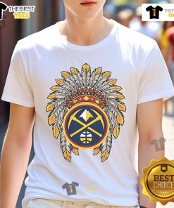 Premium Denver Nuggets Native American Logo T-Shirt featuring a vibrant design, perfect for fans and collectors.