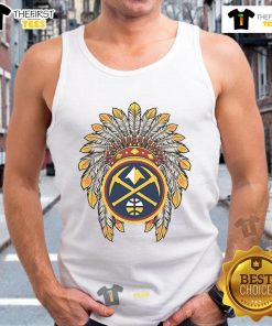 Premium Denver Nuggets Native American logo tank top featuring vibrant colors and stylish design for fans.
