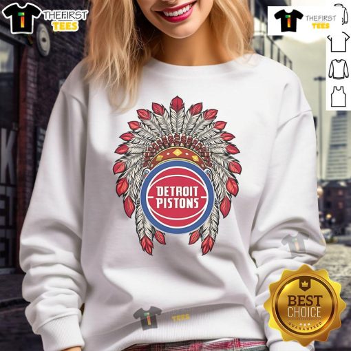 Premium Detroit Pistons Native American logo sweatshirt featuring vibrant colors and cozy design for fans.