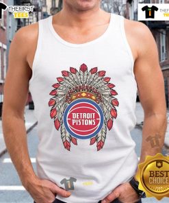 Premium Detroit Pistons Native American logo tank top featuring vibrant colors and a stylish design for fans.
