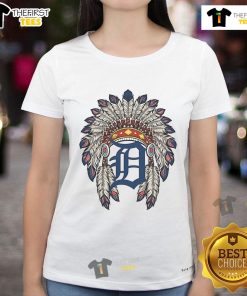 Premium Detroit Tigers Native American logo ladies tee in vibrant colors, perfect for fans and casual wear.