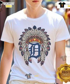 Premium Detroit Tigers Native American logo t-shirt featuring vibrant graphics and comfortable fit for fans.