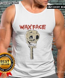 Premium Draculazer Wax Face Skeleton Tank Top featuring a striking skull design, perfect for edgy fashion enthusiasts.