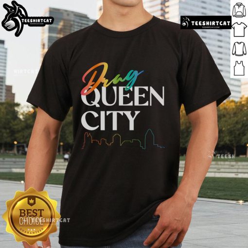 Premium Drag Queen City T-Shirt featuring vibrant colors and stylish design, perfect for drag enthusiasts and fashion lovers.