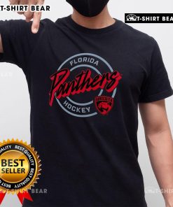 Premium Florida Panthers Hockey Colorblock Puck Logo T-Shirt featuring team colors and logo, perfect for fans.