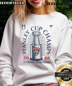 Alt Text: Premium Florida Panthers Stanley Cup Champions 2025 sweatshirt featuring bold team graphics and comfortable design.