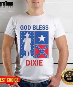 Alt Text: Premium God Bless Dixie The Southern Soldier T-Shirt featuring a bold design and Southern pride, perfect for casual wear.