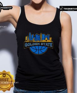 Alt Text: Premium Golden State Warriors basketball tank top in city-inspired style, perfect for fans in 2025.