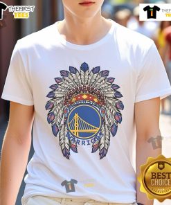 Premium Golden State Warriors Native American logo T-shirt featuring vibrant graphics and comfortable fit for fans.