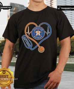 Premium Houston Astros Caring Hearts Nurse Stethoscope T-Shirt featuring a stylish design for dedicated healthcare fans.