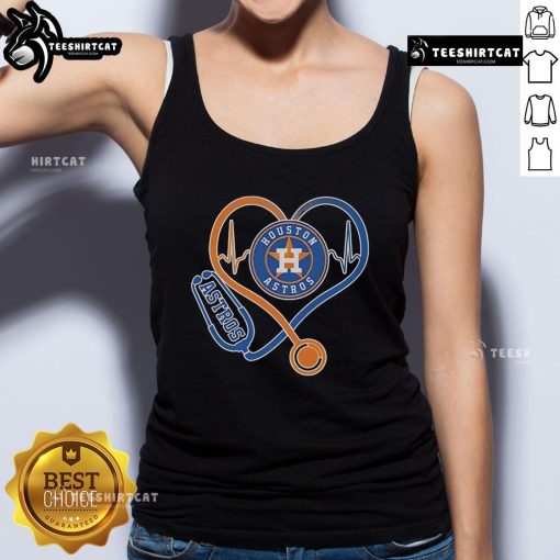 Premium Houston Astros Caring Hearts nurse stethoscope tank top for baseball fans and healthcare professionals.