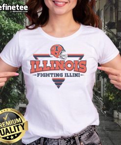 Alt Text: Premium Illinois Fighting Illini football triangle helmet ladies tee showcasing team spirit and style for female fans.