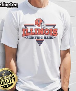 Premium Illinois Fighting Illini Football Triangle Helmet T-Shirt featuring team colors and logo, perfect for fans.