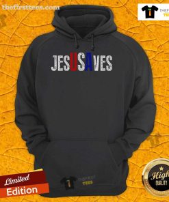 Premium Jesus Saves USA Hoodie in navy blue, featuring a bold, inspirational design perfect for everyday wear.