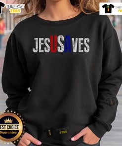 Premium Jesus Saves USA Sweatshirt featuring a bold graphic and comfortable fit, perfect for expressing faith.