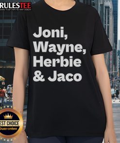 Premium Joni Wayne Herbie and Jaco Ladies Tee featuring stylish design and comfortable fit for music lovers.